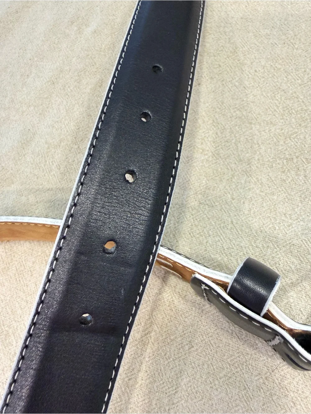 Remu Tulliani calfskin leather monochrome black white belt 44”